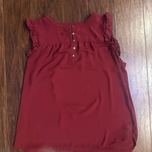 Women's LOFT Ruffled Red Top